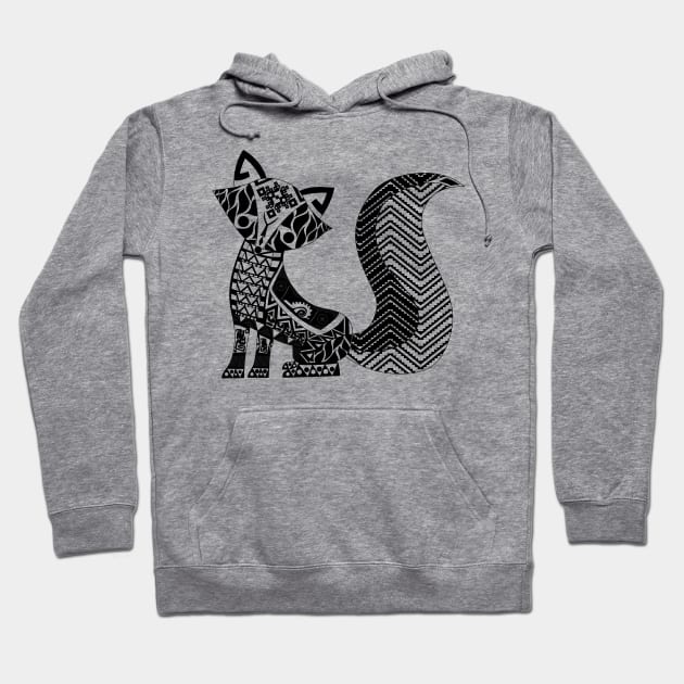 the crazy fox in wild pattern ecopop Hoodie by jorge_lebeau